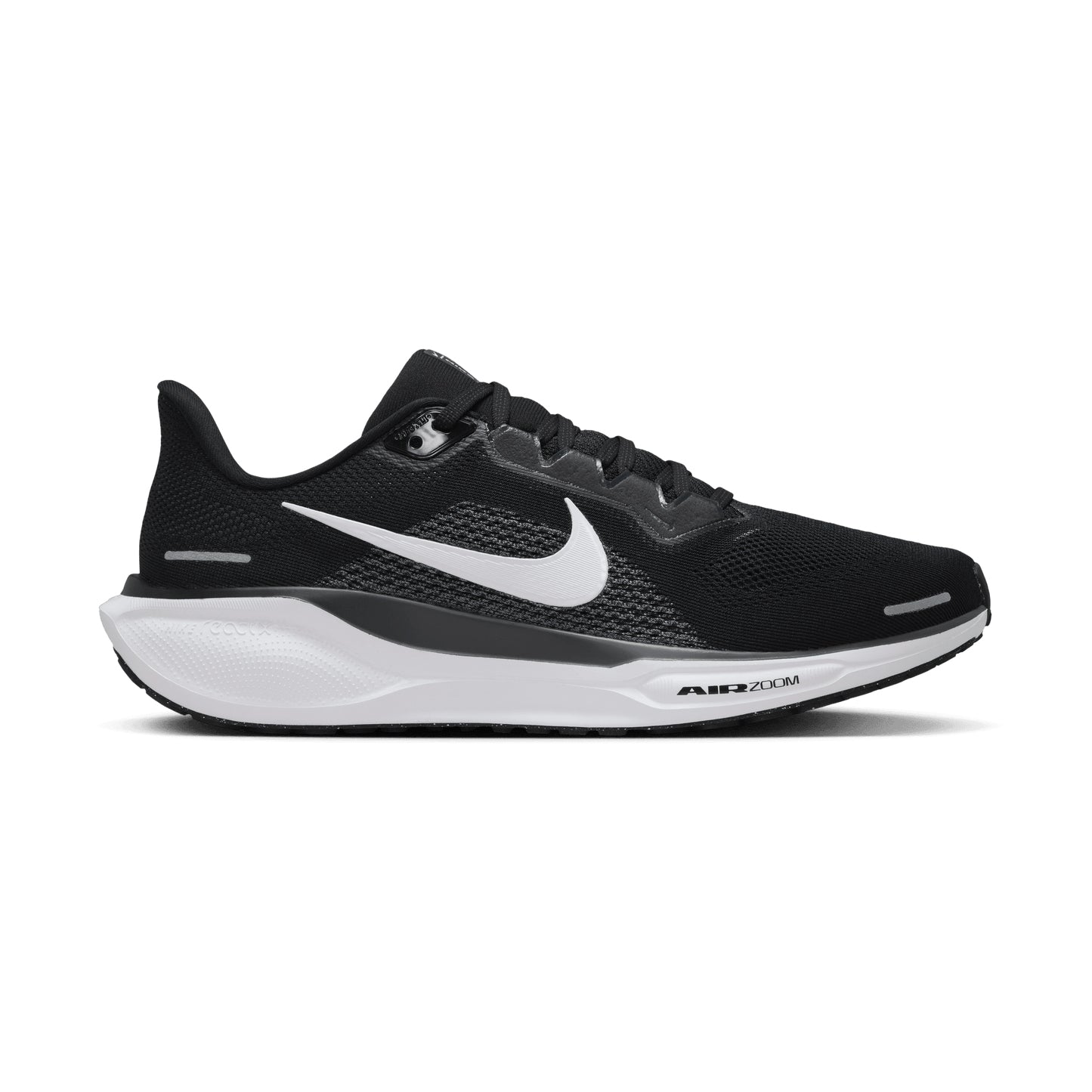 Black Men's Nike Pegasus 41 running shoe with white swoosh logo on a white background
