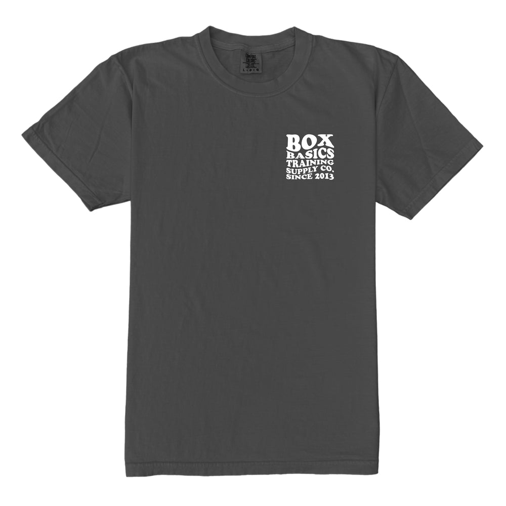
            
                Load image into Gallery viewer, Box Basics t-shirt in dark grey/white
            
        