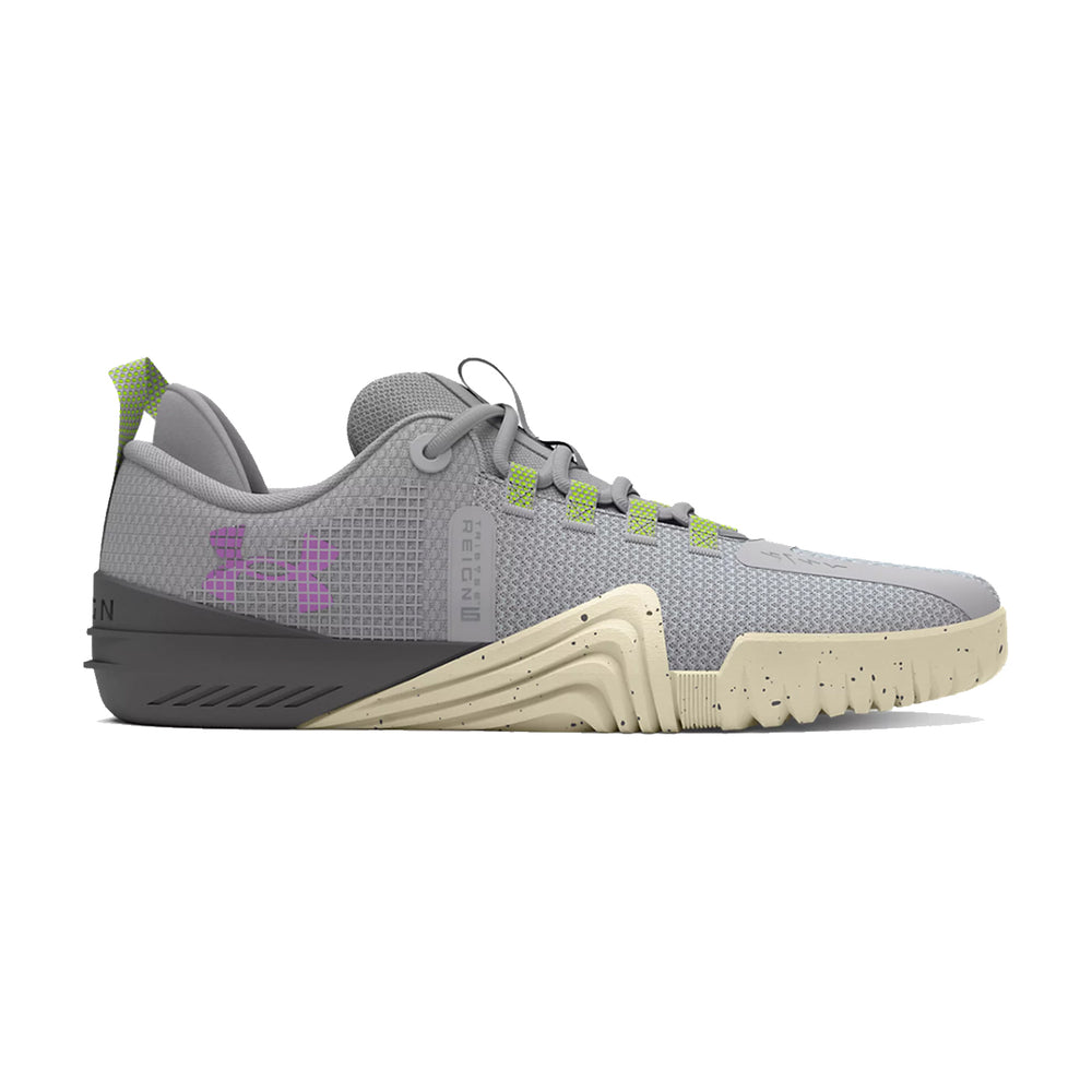 Women's Under Armour TriBase Reign 6 Halo Gray / High Vis Yellow / Provence Purple