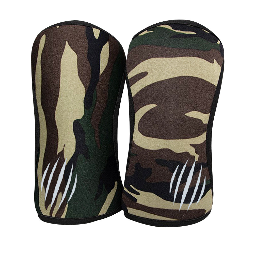 Bear Komplex knee sleeves for lifting weights in green camo